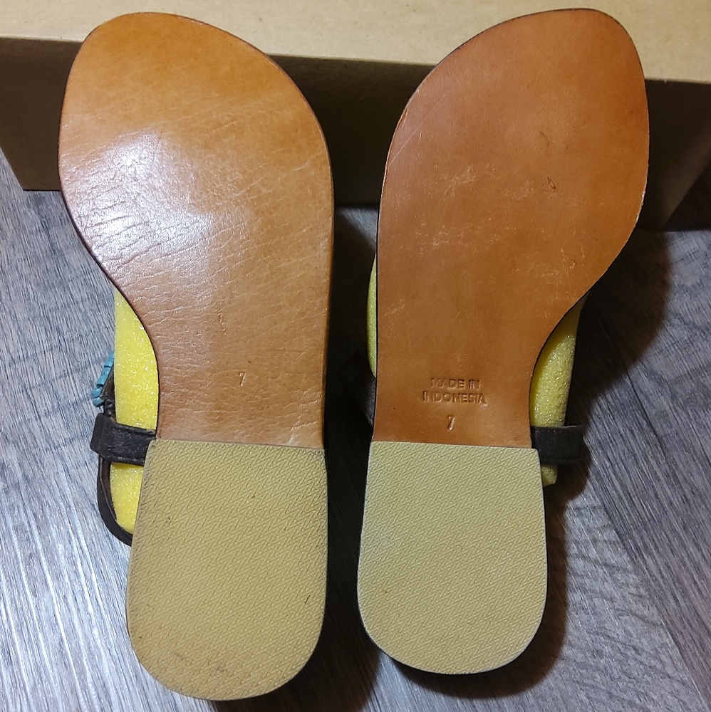 Mystique Boho Turquoise Leather Thong Sandlas NIB - Picture 12 of 13